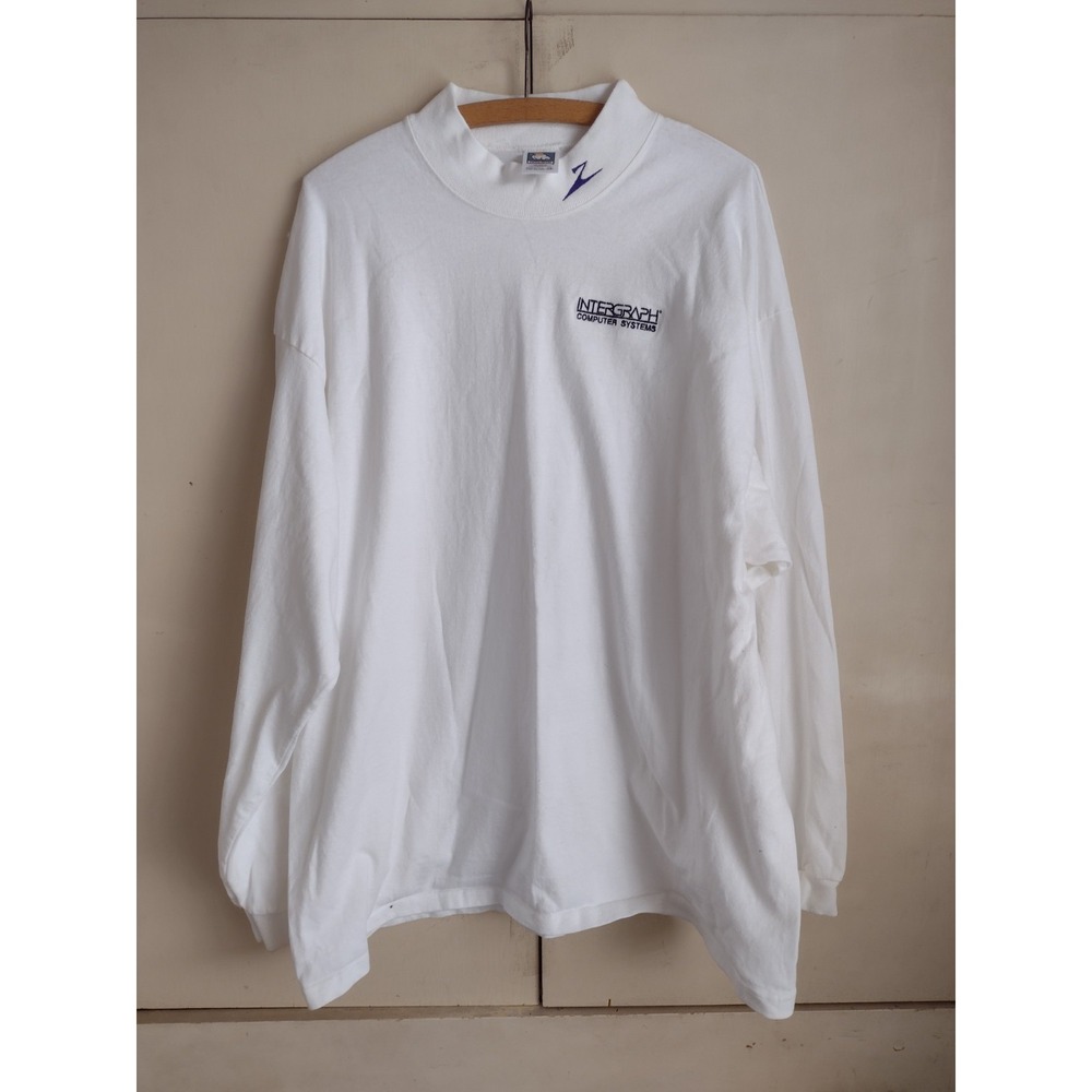 VTG Intergraph Computer Graphics Systems Shirt Long Sleeve Mock Tech 90s Y2K 2XL